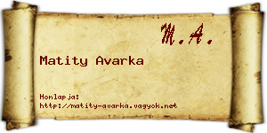 Matity Avarka névjegykártya